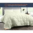 thumbnail image 2 of Oversized Queen Comforter Pinch Ivory 300 GSM Plush Siliconized Microfiber Fill Duvet Insert Box Stiched Quilted Fluffy Soft 600 TC Egyptian Cotton Shell with Piping & Pillowcases, 2 of 8