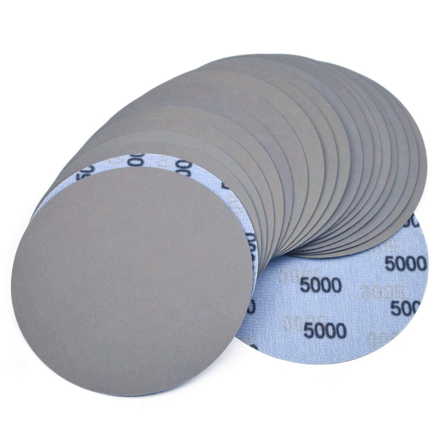 6 Inch 150mm Assorted Grit High Performance Waterproof Hook & Loop Sanding Discs Heavy Duty Silicon Carbide Round Flocking Sandpaper for Wet/Dry Sanding Grinder Polishing Accessories 20-Pack 