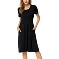 thumbnail image 4 of JuneFish Women's Summer Casual Short Sleeve Dressy Dresses Empire Waist Knee Length Dress with Pockets, 4 of 9