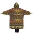 thumbnail image 2 of Oversized Wearable Blanket Hoodie,Boho Golden Ethnic Pattern Sherpa Blanket Hoodie with Super Pockets,Super Warm Fuzzy Pullover for Women & Men, 2 of 6