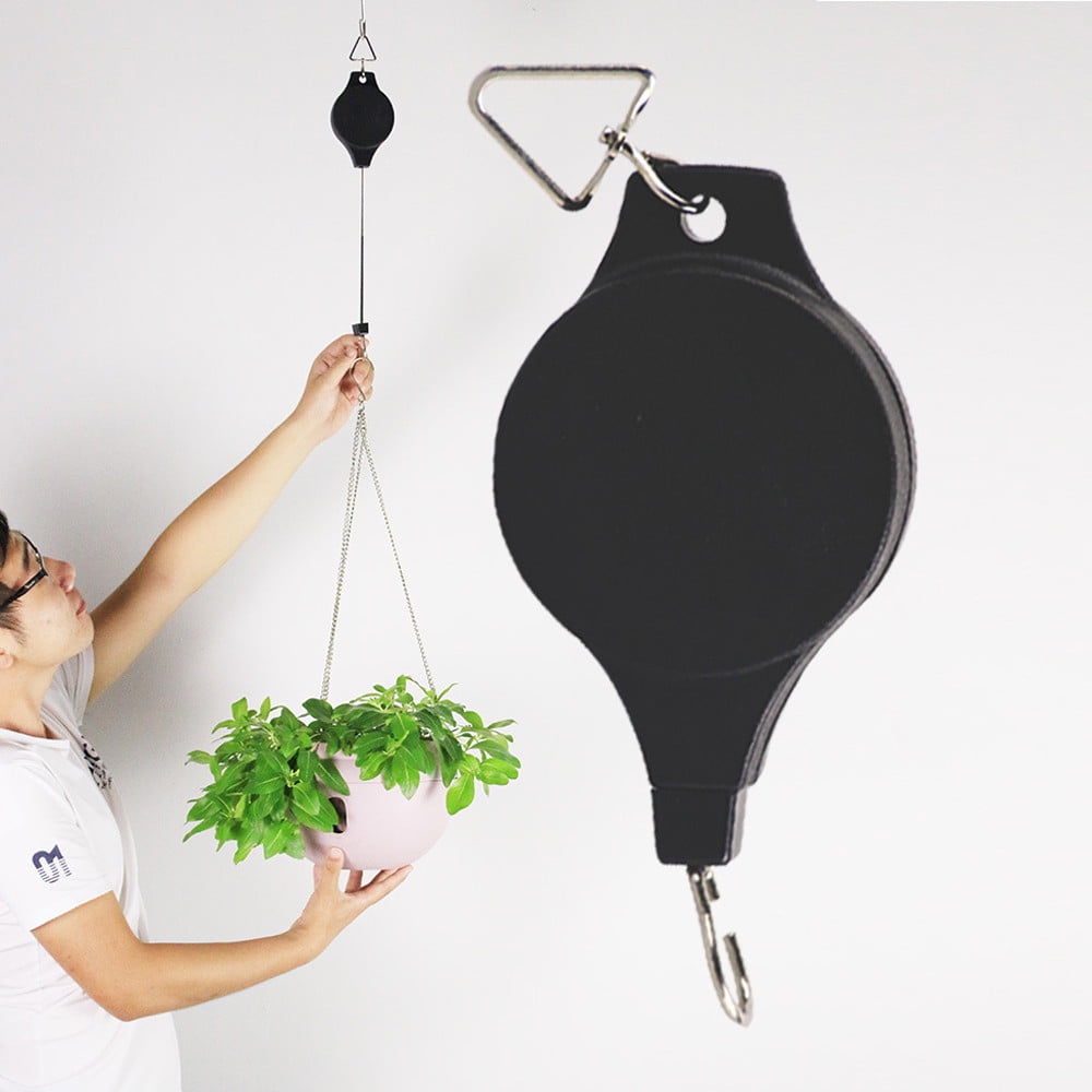 Retractable pulley hanging basket pull down hanger garden