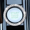 thumbnail image 5 of 2 anillos de decoración de parada de arranque de motor de coche con doble diamante de imitación de cristal, accesorios interiores de coche brillantes para mujeres, Push to White, 5 of 5