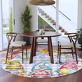 thumbnail image 4 of Easter Round Rug 6ft Washable Circle Kitchen Rugs Non Slip Watercolor Gnomes Eggs Flowers Butterflies Purple Plaid Large Area Rug Indoor Floor Carpet for Bedroom Living Room Home Office Dining Room, 4 of 8