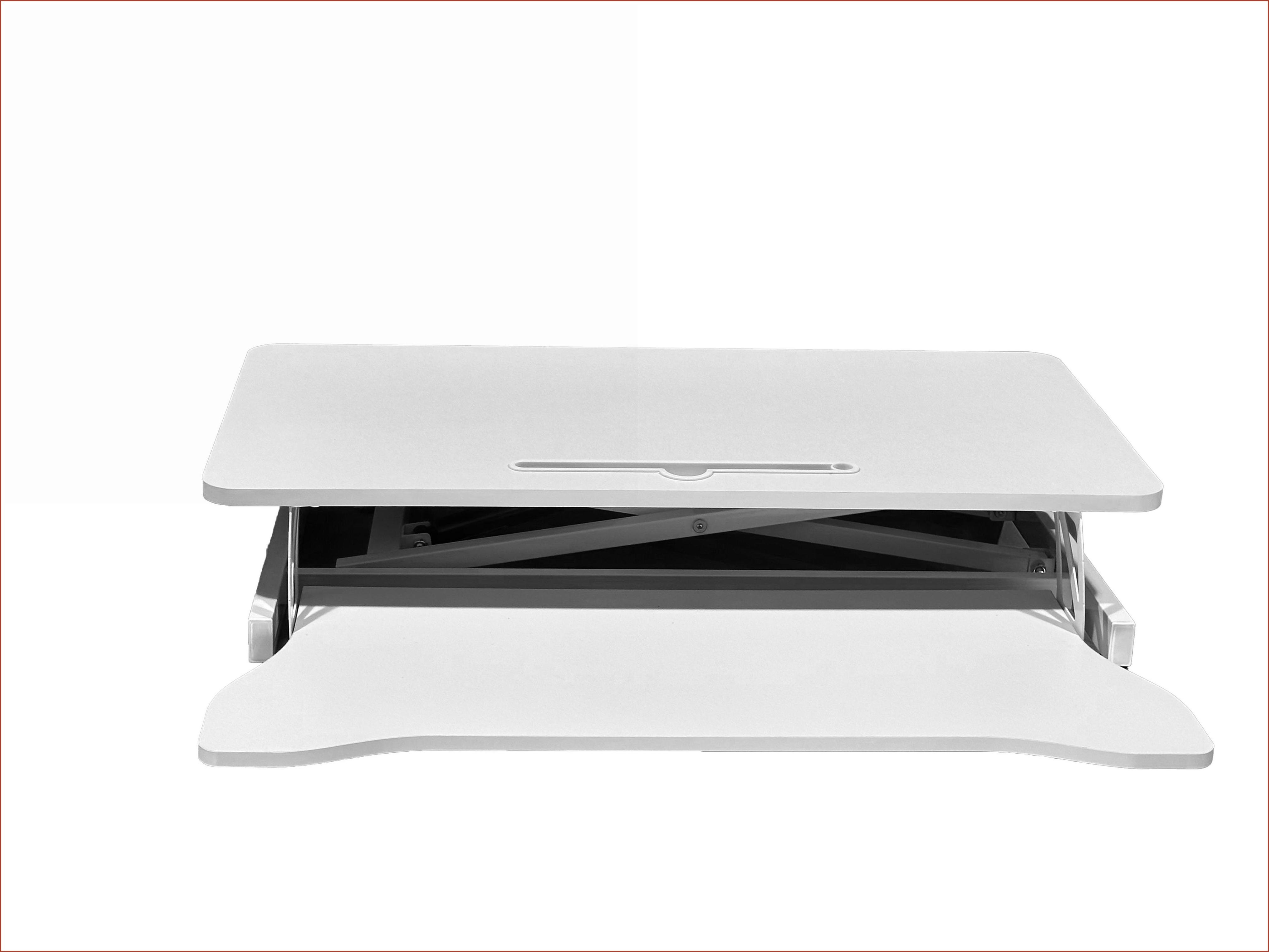 Desk Converter, 31.5”x15.7” Height Adjustable Sit to Stand Riser with Wide Keyboard Tray for Dual Monitors/Laptop, White | MDF+Metal