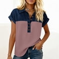 thumbnail image 5 of Nestiefly Womens Spring Tops Casual Short Sleeve Summer Shirts for Women Button Down Denim Collar T Dressy Light pink 2XL, 5 of 5
