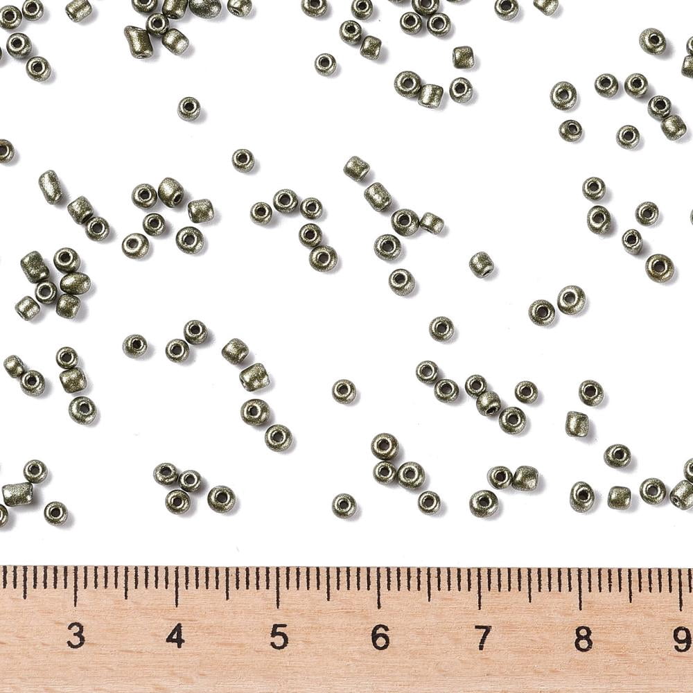 12/0 Glass Seed Beads Metallic Colours Style Round Dark Olive Green 12/0 2mm Hole: 1mm about 30000pcs/pound
