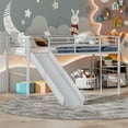 thumbnail image 5 of Demi Bonn Twin Metal Loft Bed with Slide Safety Guardrails and Built-in Ladder for Teens, Silver, 5 of 8