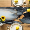 thumbnail image 4 of Burlap Table Runner 90 Inches Long,Abstract Marble Marble Texture Non-Slip Kitchen Table Runners for Dining Room Everyday Use Party Table Decorations Black White Gradient, 4 of 9
