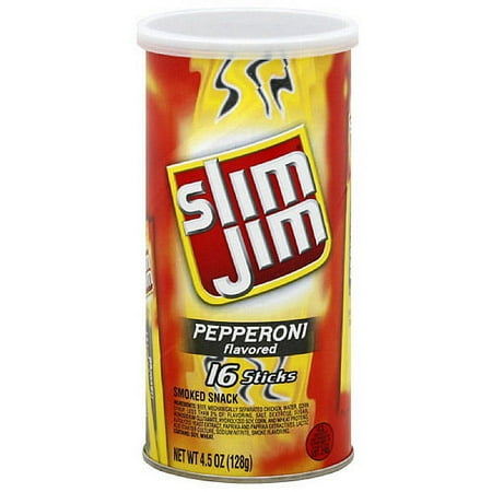 Slim Jim Pepperoni Smoked Snack Stick, 4.5 oz, 16ct (Pack of 12)