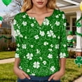 thumbnail image 6 of UngA Womens St. Patricks Day Shirt Cute Irish Shamrock Graphic 3/4 Sleeve Tops Plus Size Blouses Green Clover T-Shirts,Size XXXL, 6 of 9
