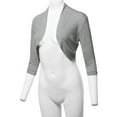 thumbnail image 5 of SSOULM Women's 3/4 Sleeve Open Front Bolero Shrug Cardigan with Plus Size, 5 of 5