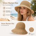 thumbnail image 5 of Straw Sun Hat for Women, Breathable Beach Hat with Colorful Accents, Foldable Wide Brim Hat for Summer Vacation, 5 of 9