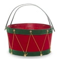 thumbnail image 2 of Holiday Drum Green with Red Swing Handle Basket - Med 8in, 2 of 4