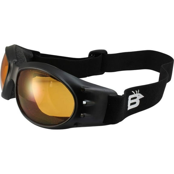 Birdz Eyewear Eagle Padded Sport Riding Goggle Matte Black Frame with Orange Lens