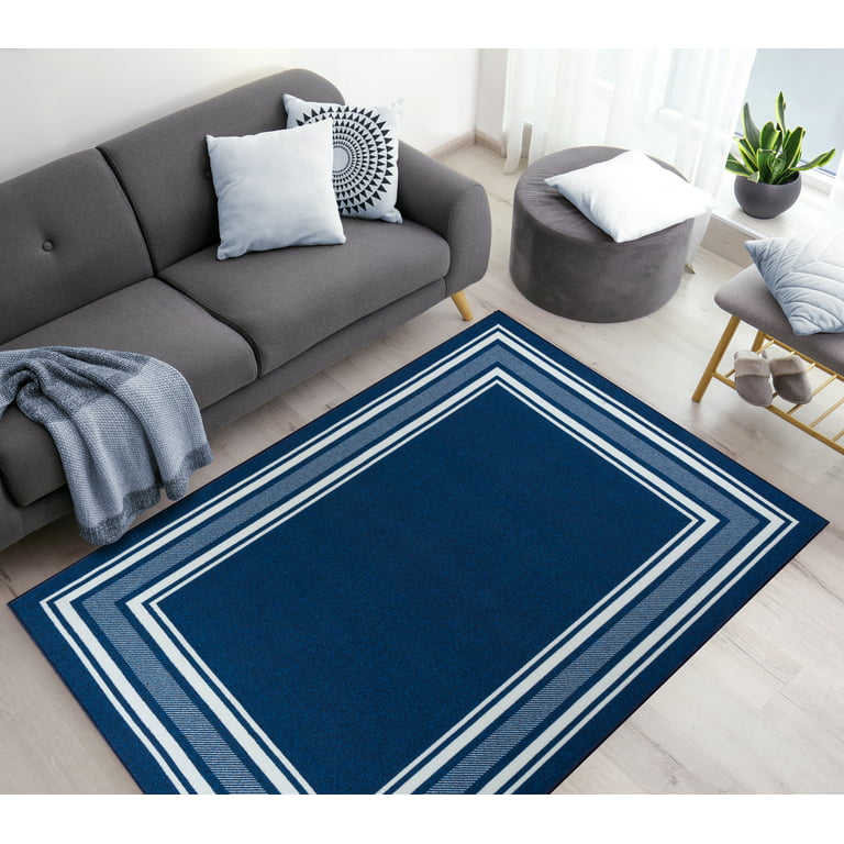 Beeiva Border Kitchen Rugs, 2x3 Blue Throw Rugs with Rubber Backing  Washable, Modern Doormat Non-Shedding Carpet for Entryway Non Slip Small  Accent