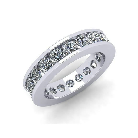Natural 3.00Ct Round Cut Diamond Classic Channel Set Women's Anniversary Wedding Eternity Band Ring Solid 14k White Gold I SI2