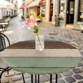 thumbnail image 6 of Green Brown Round Tablecloth for 55-60 Inch Tables, Fitted Table Cover with Elastic Edge, Country Wood Grain Abstract Stripe Waterproof Outdoor Table Cloth Protector for Patio Garden Dinner Picnic, 6 of 9