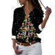 thumbnail image 1 of Blusa de manga larga con cuello en V para mujer, camisa informal de Mickey y Minnie de Disney, colección navideña, moda de otoño, Y2k, 1 of 5