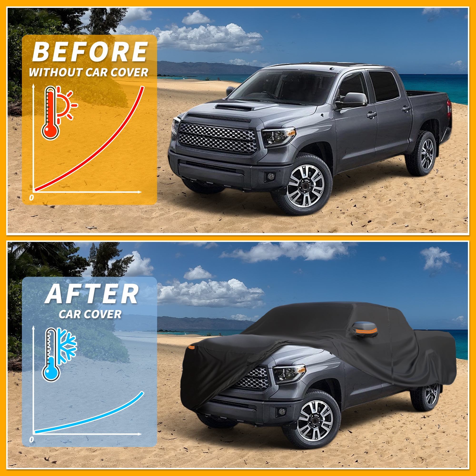 Unique Bargains Durable Waterproof Car Cover Black ["for Toyota Tundra"]