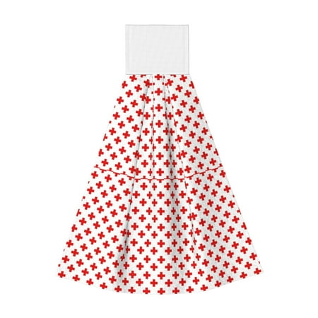 

Disketp Red Cross Hanging Kitchen Towel Tie Towels Tea Bar Dish Cloths Dry Towel for Laundry Room Decor (18*14in)