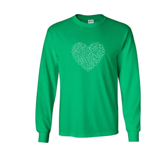 Heart Clovers Patricks Day Gift Sarcastic Humor Novelty Men's Long Sleeve Shirts