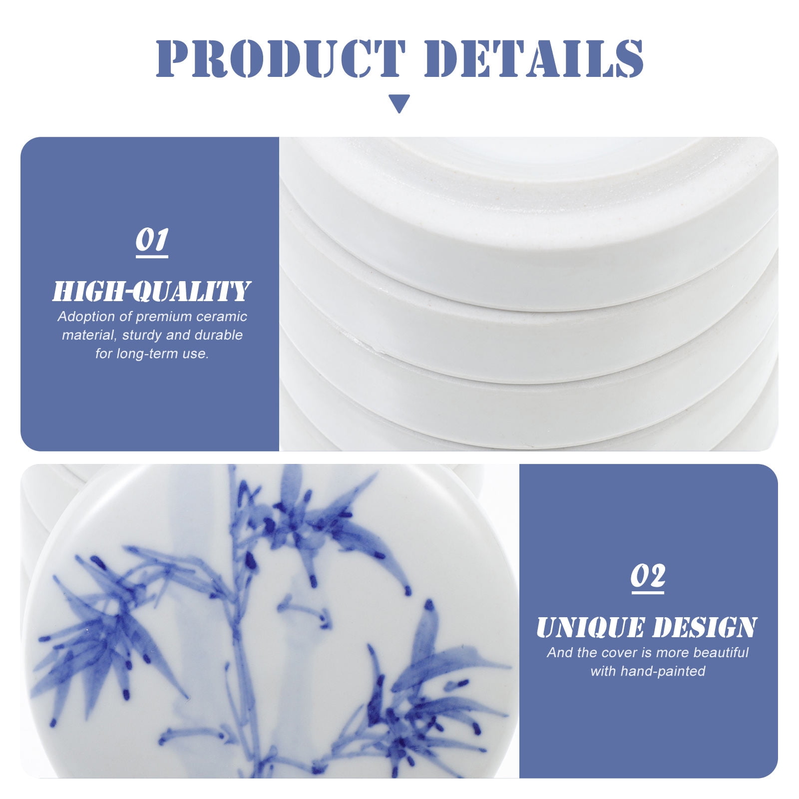 TAILTOSS 1Set White Ceramic Paint Tray with Cover for Watercolor Pigment Mixing and Storage