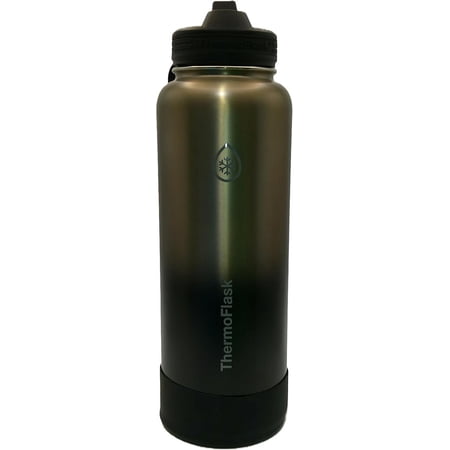ThermoFlask Stainless Steel Water Bottle, 40 Fluid Ounce (2 Pack) (Blue/Silver)