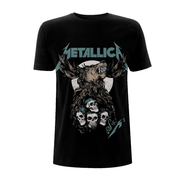 Metallica - Camiseta S&M2 Skulls para Adultos Unisex (Negro)