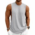 thumbnail image 2 of Domuza Men's Casual Tank Tops Vintage Wash Breathable Sleeveless Crew-Neck Solid Tshirts Summer 2026 Gym Workout Beach Cotton Top Light Gray S, 2 of 5