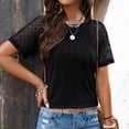 thumbnail image 2 of NJGRAE Womens Tops Summer Short Sleeve Graphic Tees Women Women's Solid Color Temperament Fashion Casual Round Neck Short Sleeve T Shirt Watercolor Print Relaxed Fit M, 2 of 9