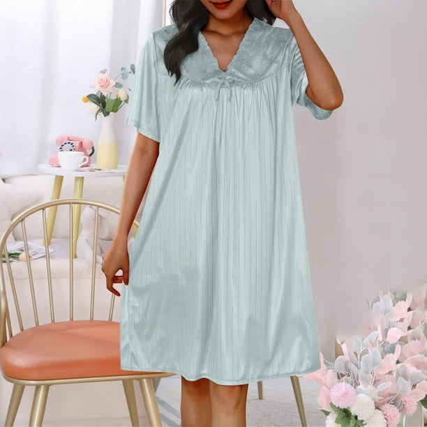Camisones cortos para mujer, lencería, ropa de dormir, pijamas holgados de color liso, vestidos de mujer