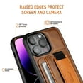 thumbnail image 4 of ELEHOLD Premium Leather Case for iPhone 14 Pro Max,Card Slot Wallet Kickstand Elastic Wristband Metal Ring Full Body Shockproof Protection Anti-Scratch Wallet Case,Brown, 4 of 9
