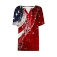 thumbnail image 4 of 4Th of July Tops for Women American Flag Print Tee Shirt Loose Fit Short Sleeve V Neck Casual Tunic Blouse, 4 of 4