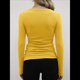 thumbnail image 4 of Camisetas Básicas Ajustadas Informales de Cuello Redondo y Larga Acanaladas para Mujer Amarillo Mostaza L, 4 of 6