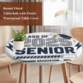 thumbnail image 4 of Blue Grey Graduation Season Round Tablecloth, Fitted Table Cover with Elastic for 36"-44" Round Tables, Funny Words Modern Art Table Cloth Outdoor Indoor Dinning Party Waterproof Tablecloths, 4 of 7