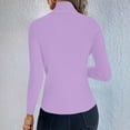 thumbnail image 5 of Womens Knitted Ribbed Fall Clothes, Mock Neck Sweaters for Women Fashion Slimming Fit Solid Color Long Sleeve Pullover Basic Tops, 5 of 6