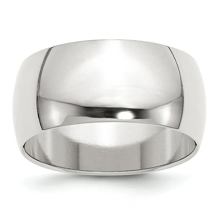 Sterling Silver 10mm Half Round Band Ring - Ring Size: 4 to