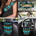 thumbnail image 4 of Yuyamidu Aztec Western Geometric Car Seat Cover Set of 15 Blue Steering Wheel Cover Seat Belt Pad Cover Trash Bin Rear View Mirror Cover Cup Holders Keychain Air Vent Storage Holder Car Decor, 4 of 7