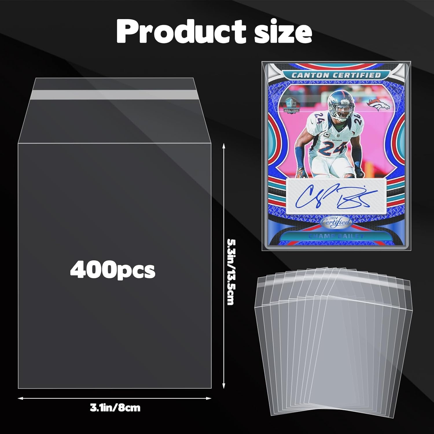 400Pcs Top Loader Sleeves Penny Sleeves for Top Loaders Resealable Team Bags for 35-75PT Rigid Toploader Card Holder Trading Card Sleeves Trading Card Protectors for Semi Rigid Card Holders(3" x 4")