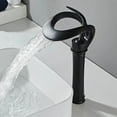 thumbnail image 2 of Matte Black Bathroom Basin Faucet Single Hole Single Handle Brass Waterfall Inlet Pipes Mixer Tap, 2 of 7