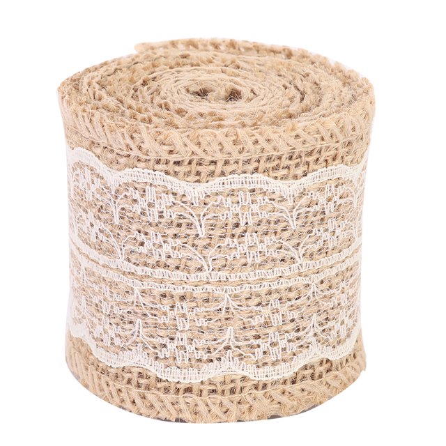 rollos de hermoso rollo de encaje de lino, cinta de encaje, accesorios para manualidades DIY de Navidad, blanco