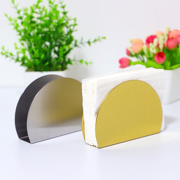 Sleek Design Stainless Steel Half Round Napkin Holder for Home Kitchen