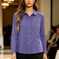 thumbnail image 5 of cocolona Button Down Blouses for Women Solid Color Long Sleeve Collared Shirts Basic Dressy Casual Fall Tops, 5 of 6