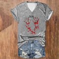 thumbnail image 3 of Tops Cortos para las Mujeres, Halloween Impreso V-Cuello Camiseta de Manga Corta, Tela de Imitación de Moda Casual, 3 of 3