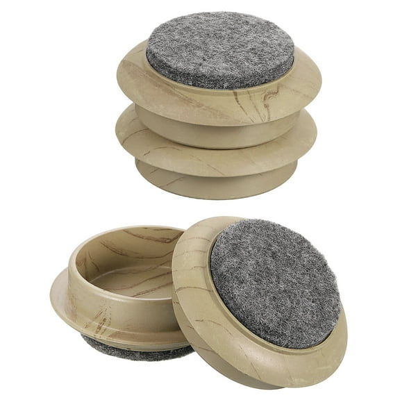 Non-Slip Furniture Pads, 4 Pack 44mm - Felt Round Furniture Foot Cups, for Hardwood Floors (Dark Wood Grain)