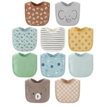 The Peanutshell Soft Neutral Terry Baby Bib 10 Pack Set, Feeding, Teething, Drooling,