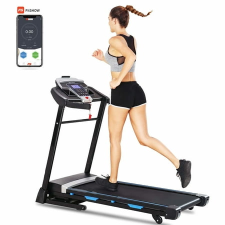 A NCHEER 8807F 3.25HP Electric Treadmill Quiet Folding Treadmill with Auto Incline, Soft Drop System ,Heart Sensor APP Control for Home & Gym Cardio