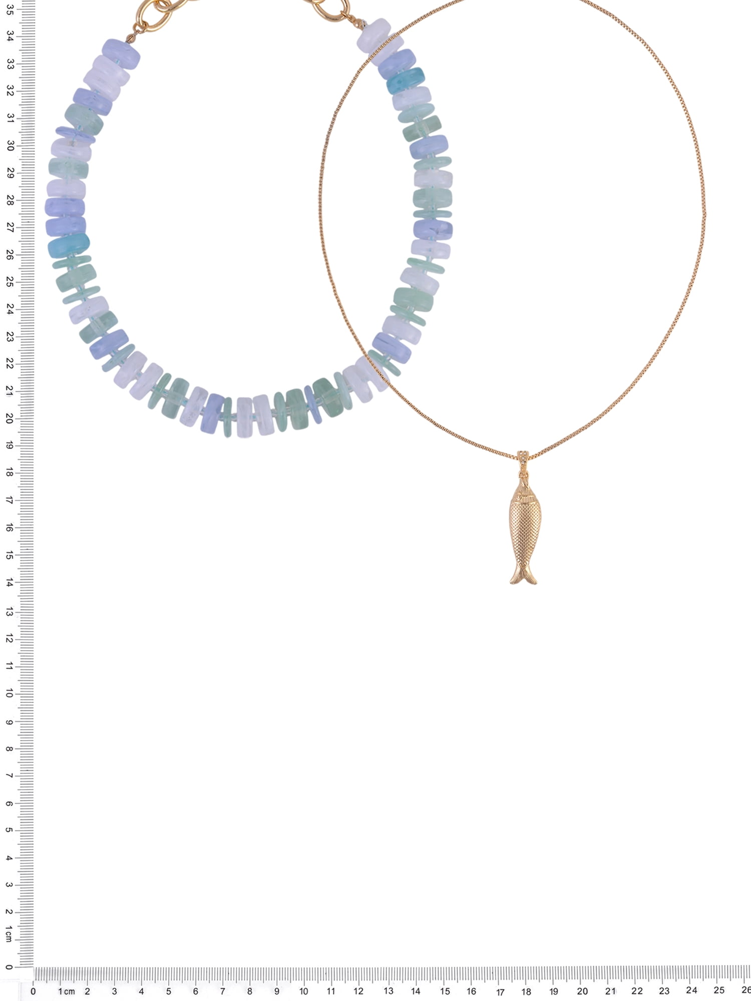 Time and Tru Goldtone Disc Beads with Metal Fish Pendant Layered Necklace
