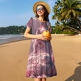 thumbnail image 4 of Easygdp Pink Lotus Buddha para Vestido Transpirable de Mujer, Vestido Suelto de Manga Corta con Pliegues y Bolsillos para el Verano, 4 of 6
