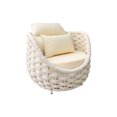 thumbnail image 4 of Vmopu Patio Outdoor Olefin Woven Rope Single Sofa, Patio Furniture with Cushions, Patio Single Couch Chair for Outside Balcony, Porch, Deck, Cream, 4 of 10